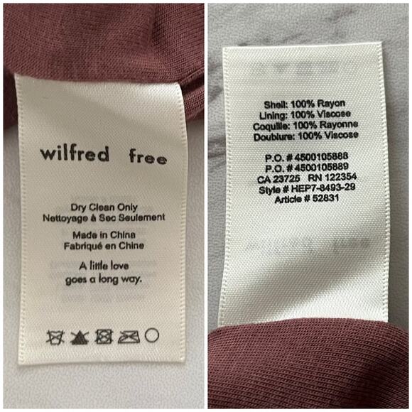 Aritzia Wilfred Free Teigen Crepe Mini Dress Casual Minimalist Mauve Brown Small - Picture 9 of 11